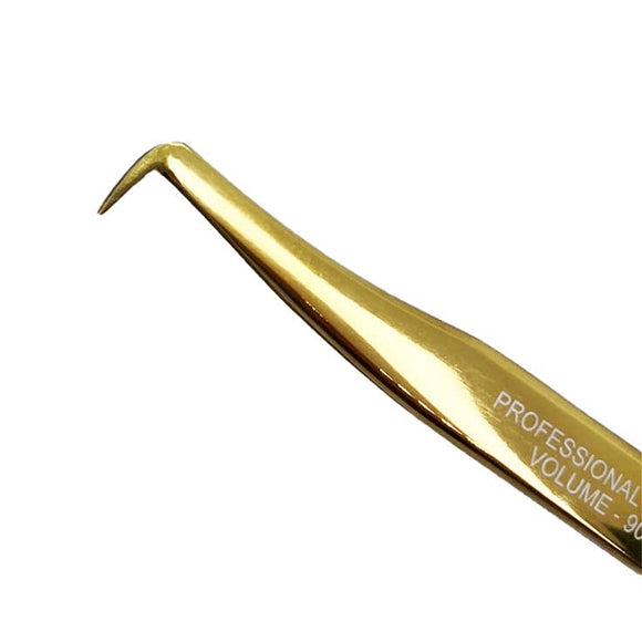 Golden 90 Angle Eyelash Extension Tweezers